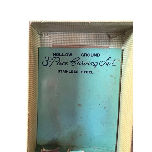 VINTAGE 3-Piece Hollow Ground Carving Set With Faux Stag Horn Handles - Picture 4 of 8